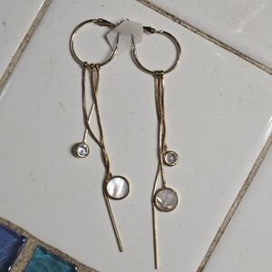 Elegant Gold Dangle Earrings with Crystal Accents